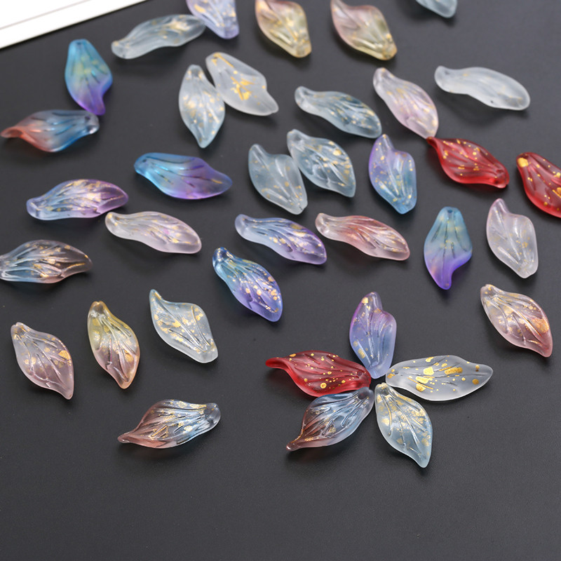 10 ชิ้น 10x21 มม. กลีบหยกเล็กๆ แก้วสไตล์โบราณ DIY เครื่องประดับผมทำมือ อุปกรณ์ทำลิลลี่