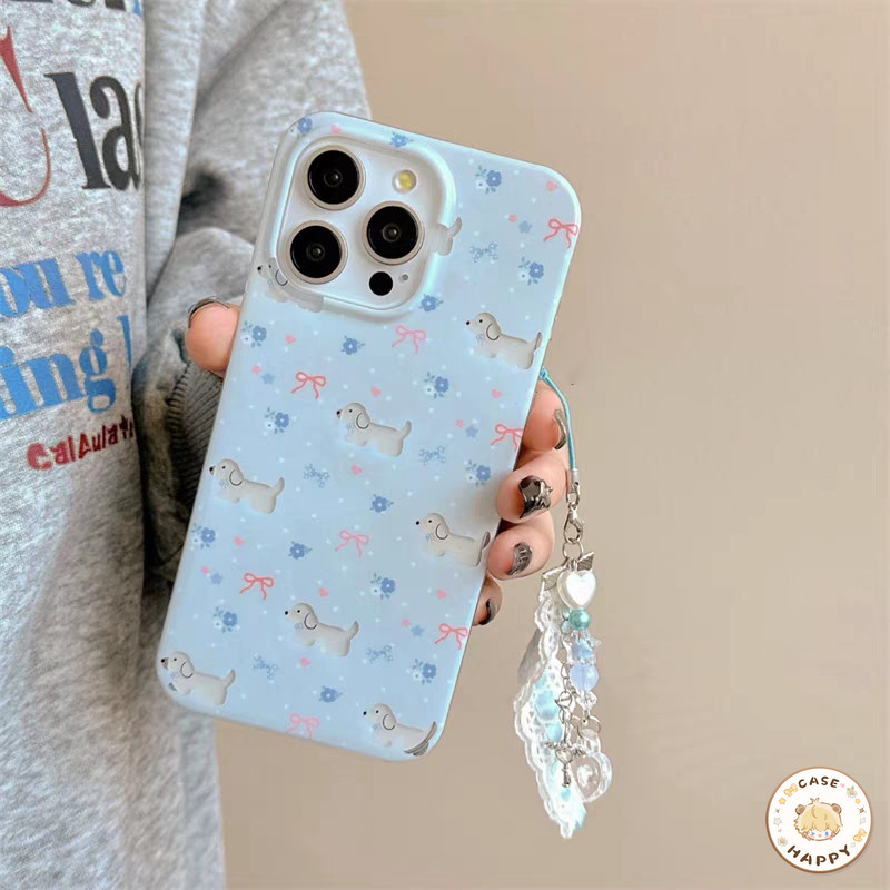 เคส Samsung A05S A06 A15 A51 A54 A23 A05 A04 A14 A12 A03 A13 A55 A50 A24 A32 A34 M12 ดอกไม้โรแมนติกน่ารักDachshundโบกบอน - รูปที่ 3