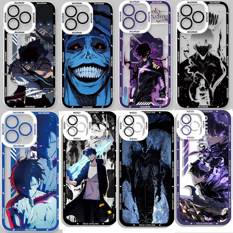 เคสโทรศัพท์สําหรับ Samsung Galaxy S24 S23 FE S25 S24 S23 Ultra Plus A56 5G ฝาครอบ Solo Leveling อะนิเมะญี่ปุ่น Soft TPU ซิลิโคนใสกันกระแทกโปร่งใสสแควร์