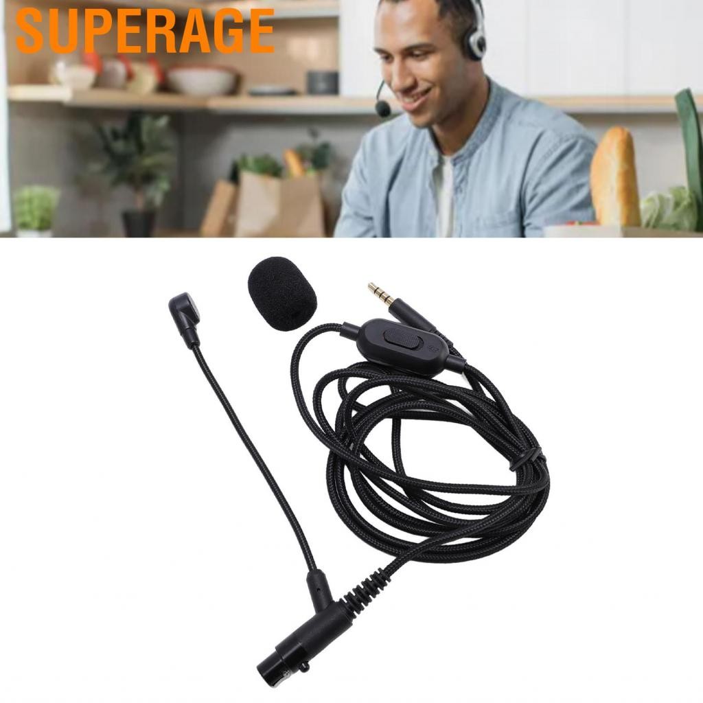 Superage สายหูฟังขนาด 3.5 มม. ไมค์ PVC 5.9ft ปลั๊กทองคำชุดหูฟัง Boom Microphone มีประสิทธิภาพที่เหนื