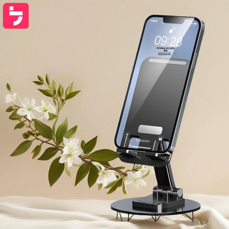 ขาตั้งสตรีมมิ่งสดแบบขี้เกียจ 360 ° ขาตั้งโทรศัพท์และแท็บเล็ตแบบพับได้ หมุนได้ ยืดหดได้ โลหะ น้ำหนัก - รูปที่ 5