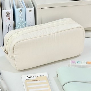 Simple Solid Color Square Pencil Case Large Capacity Classified Storage Pencil Box Multifunctional Student Stationery Organizer