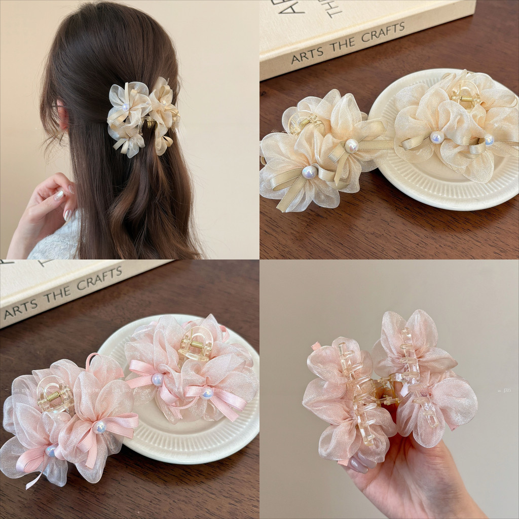 7 ซม. Pearlescent Gauze Shark Clip กิ๊บติดผมโบว์