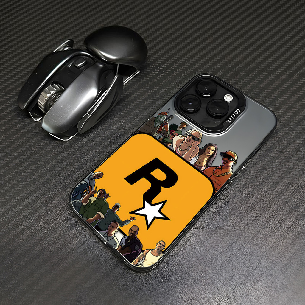 สำหรับ iPhone 11 13 CASE FOR เคสไอโฟน15 14 12 Pro Max 15 14 7 8 Plus X XR XS MAX รุ่น GTA COOL สไตล์ ขั้นสูง สี เงิน เคส