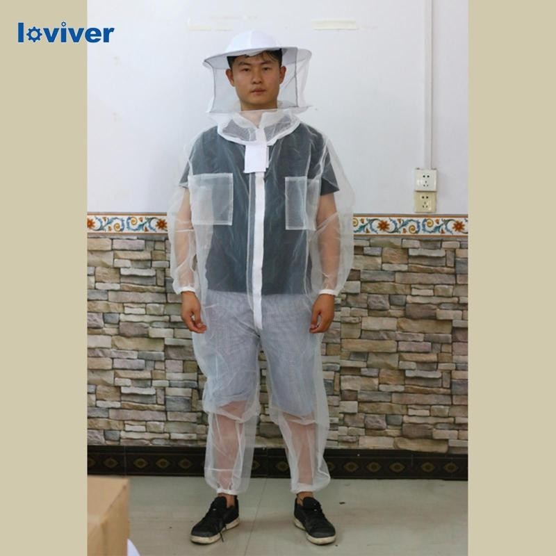 Loviver ชุดเสื้อผ้าป้องกันผึ้งระบายอากาศ พร้อมหมวกและถุงมือ สําหรับฟาร์มเลี้ยงผึ้ง
