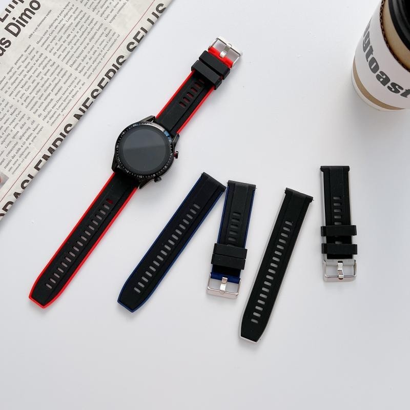 สายนาฬิกาข้อมือซิลิโคน สองสี สําหรับ Garmin Samsung 20 22 มม. Huawei GT3
