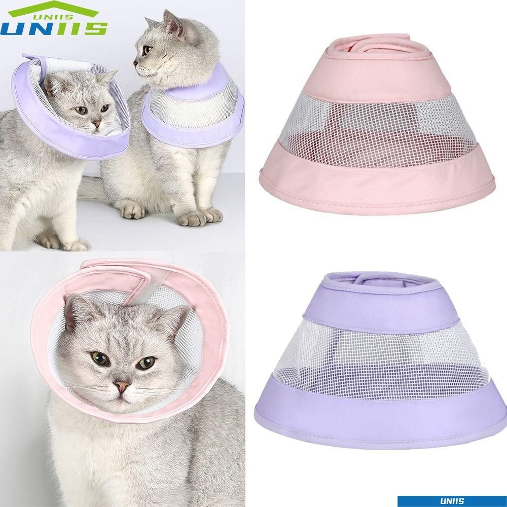 Uniis ปลอกคอผ้าฝ้าย แบบนิ่ม กันเลีย กันรอยขีดข่วน สําหรับสัตว์เลี้ยง แมว