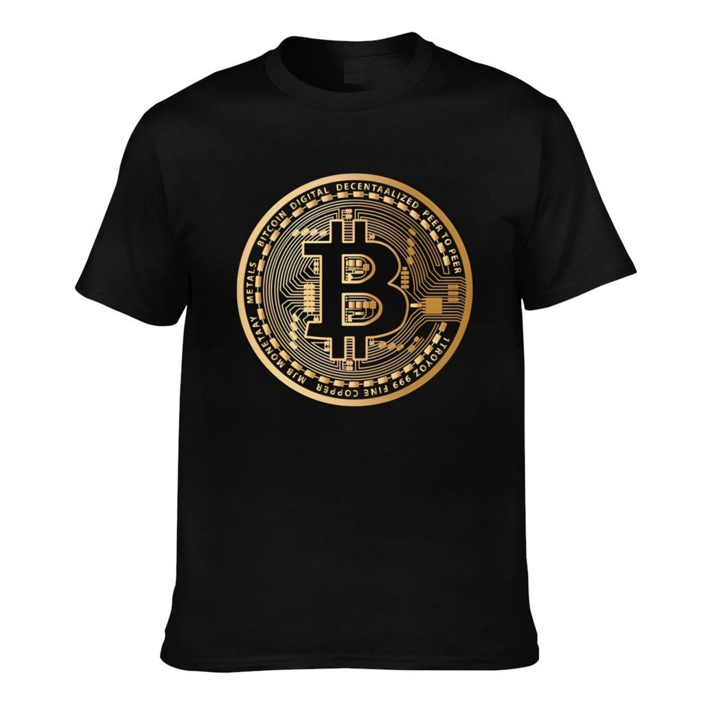 เสื้อยืดลําลองสําหรับผู้ชาย Krypto Bitcoin ผ้าฝ้ายแท้
