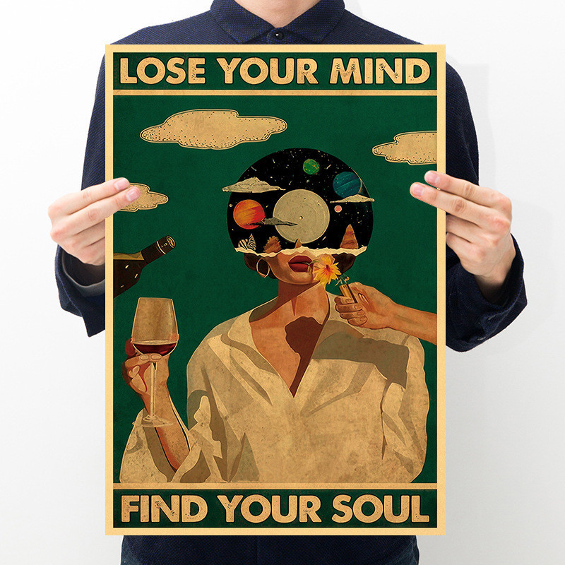 สติกเกอร์โปสเตอร์กระดาษคราฟท์ ลาย Follow the Soul Nostalgic สไตล์เรโทร สําหรับตกแต่งหอพัก