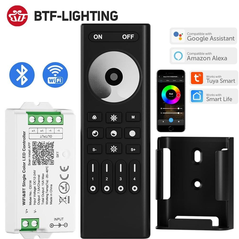 Tuya ชุดตัวควบคุม WiFi LED อัจฉริยะ Alexa Google Home CCT RGB RGBW หรี่แสงได้ แถบไฟ LED บลูทูธ เสียง 2.4G รีโมต DC12V 24V