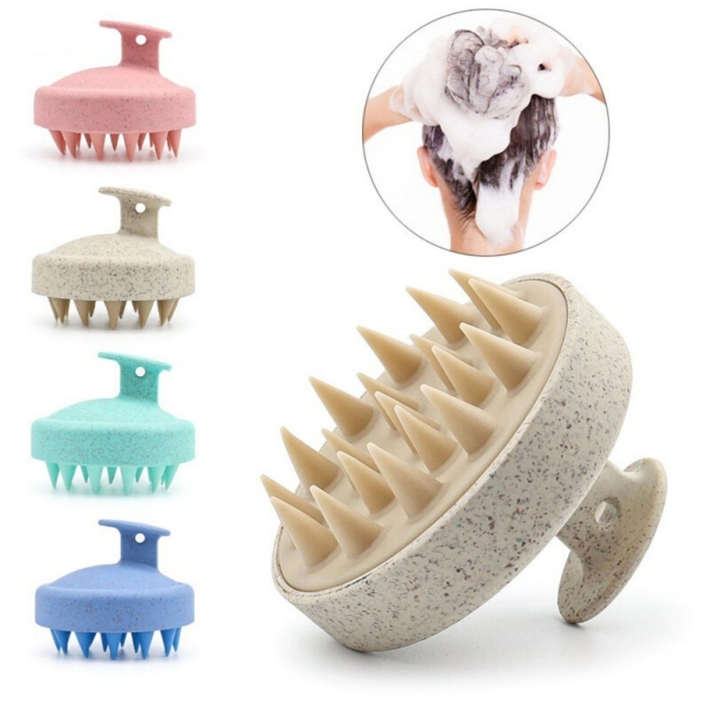 แปรงสระผมซิลิโคน shampoo Brush แปรงนวดศรีษะ/หวีผมใช้ได้ทั้งผมเปียกและผมแห้ง {พร้อมส่ง สีครีม}