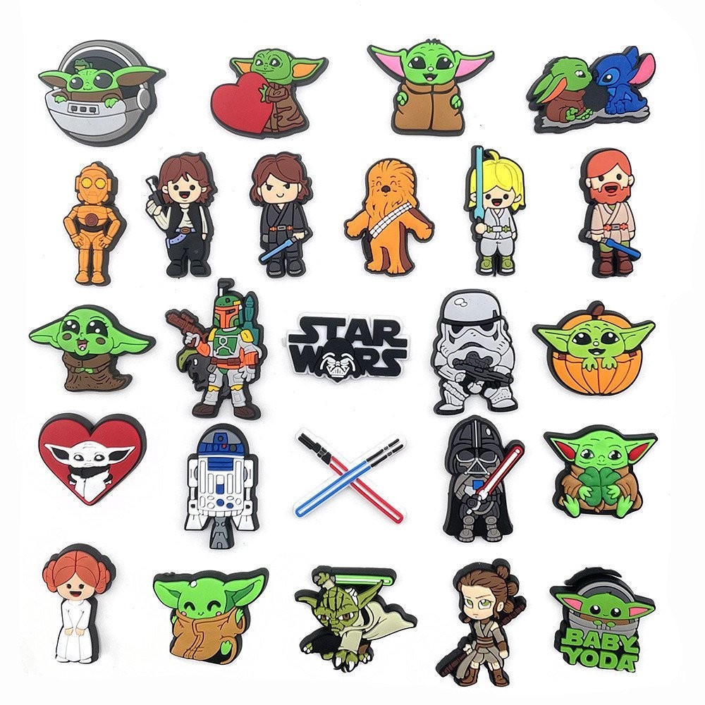 หัวเข็มขัดยาง แบบนิ่ม รูป Star Wars น่ารัก เครื่องประดับ สําหรับตกแต่งรองเท้า Crocs