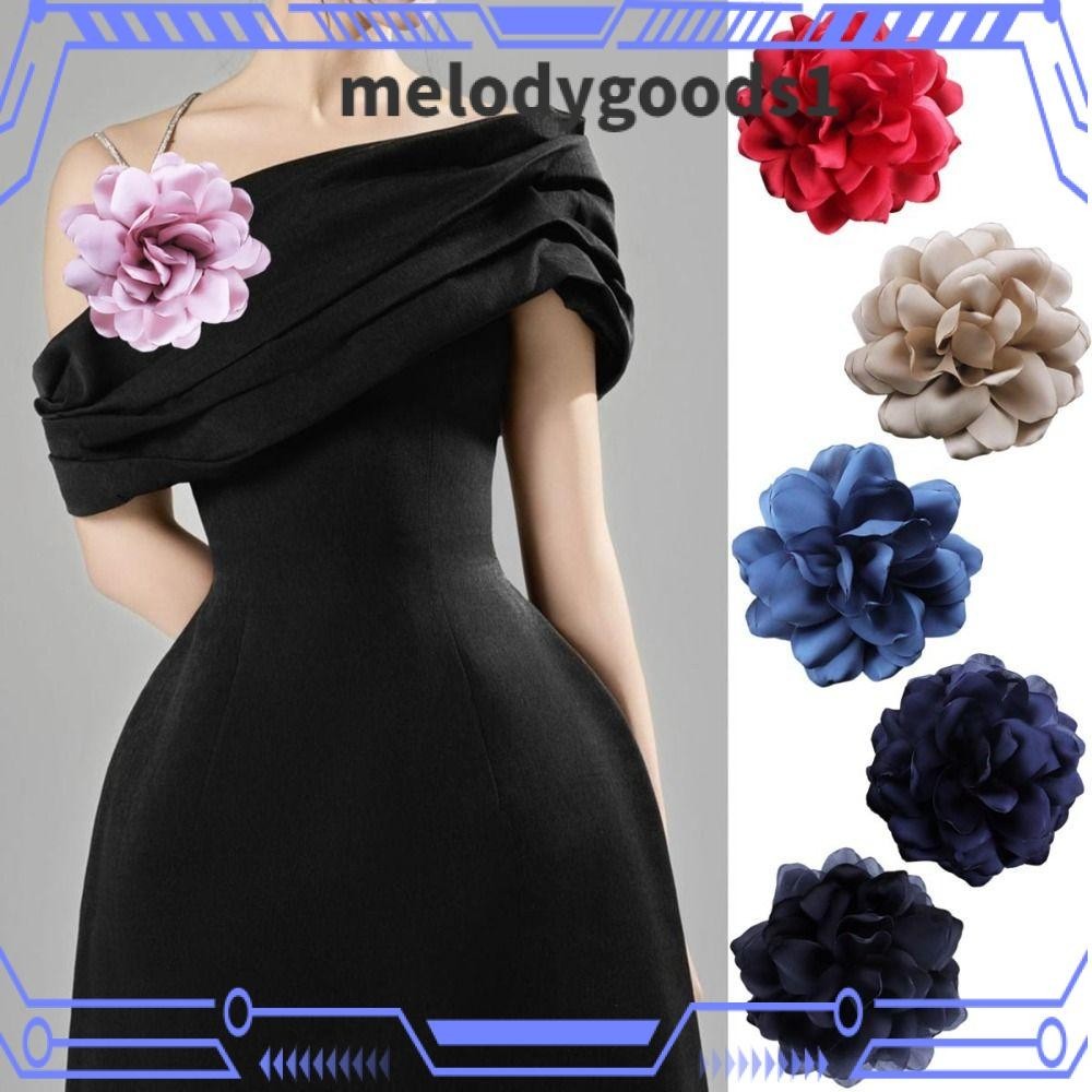 Melodygoods1 เข็มกลัดซาติน ดอกคามิเลีย 12 ซม. หลายชั้น เข้ากับทุกชุด สไตล์ฝรั่งเศส แฟชั่นสําหรับผู้หญิง