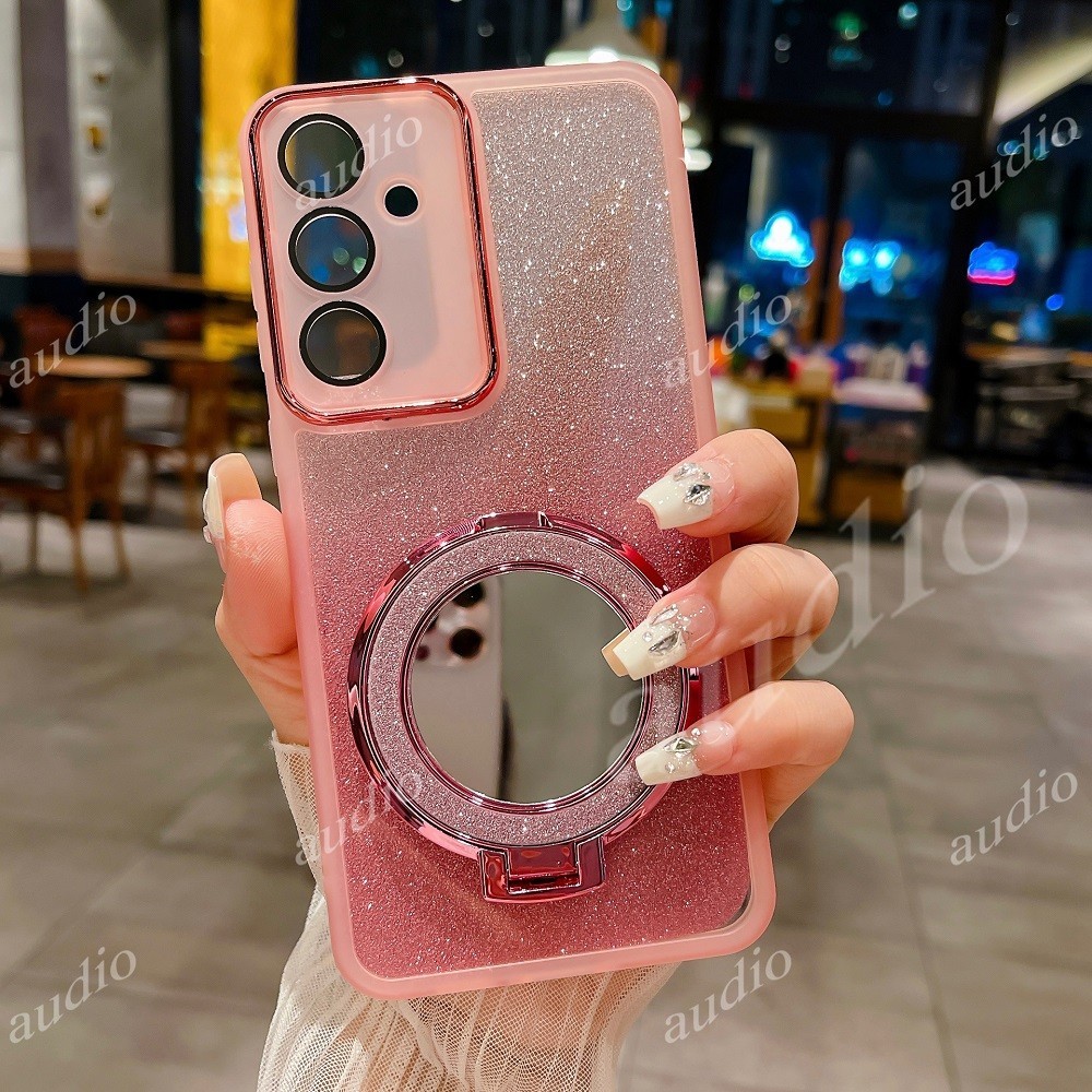 SAMSUNG สําหรับSamsung A57 SamsungA57 5G Blingกระจกแม่เหล็กยึดเคสโทรศัพท์สําหรับSamsung Galaxy A57 A