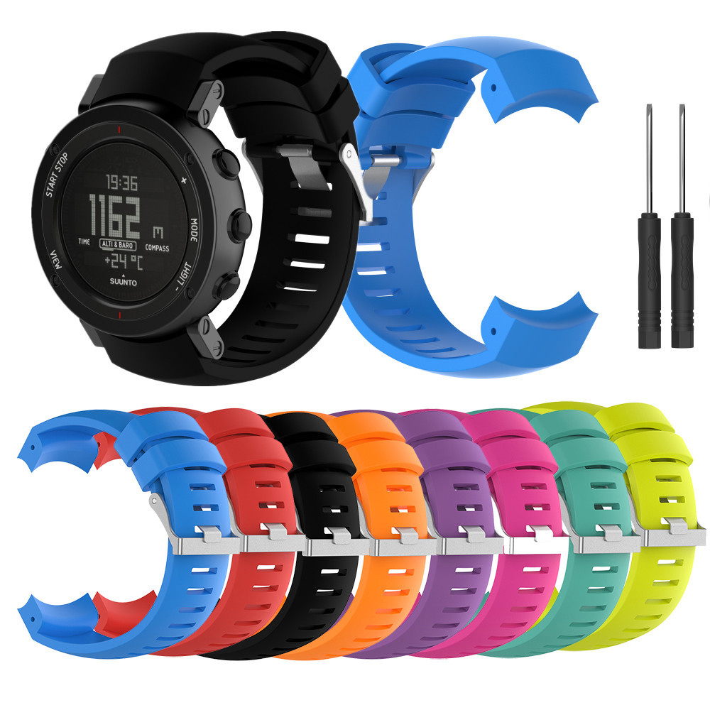 สายนาฬิกาข้อมือซิลิโคน สีดํา สําหรับ SUUNTO Core ALU GPS Smart Watch
