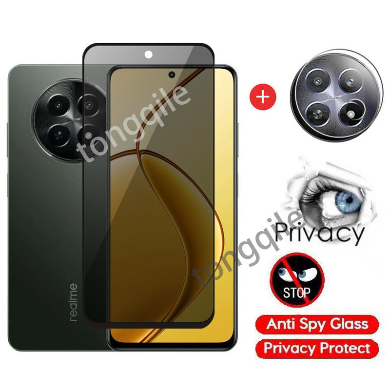 4in1 กระจกนิรภัยส่วนตัวสําหรับ Realme 12x 12 Plus 12 + 12Plus Realme12x Realme12 5G 4G 2024 คลุมทั้งหมดหน้าจอกล้องเลนส์ Protector Anti Peek ความเป็นส่วนตัวฟิล์มป้องกัน Anti Scratch