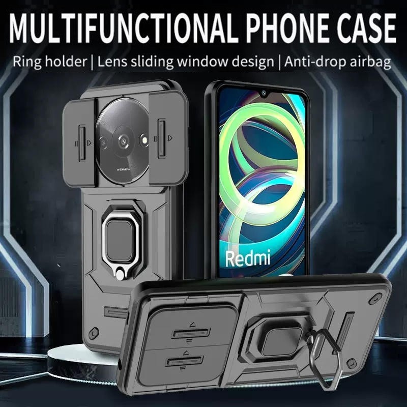 Xiaomi Redmi A3 XiaomiRedmiA3 RedmiA3 3 เคสโทรศัพท์เกราะวงเล็บโลหะ Stent Push กล้องกันกระแทกฝาหลัง
