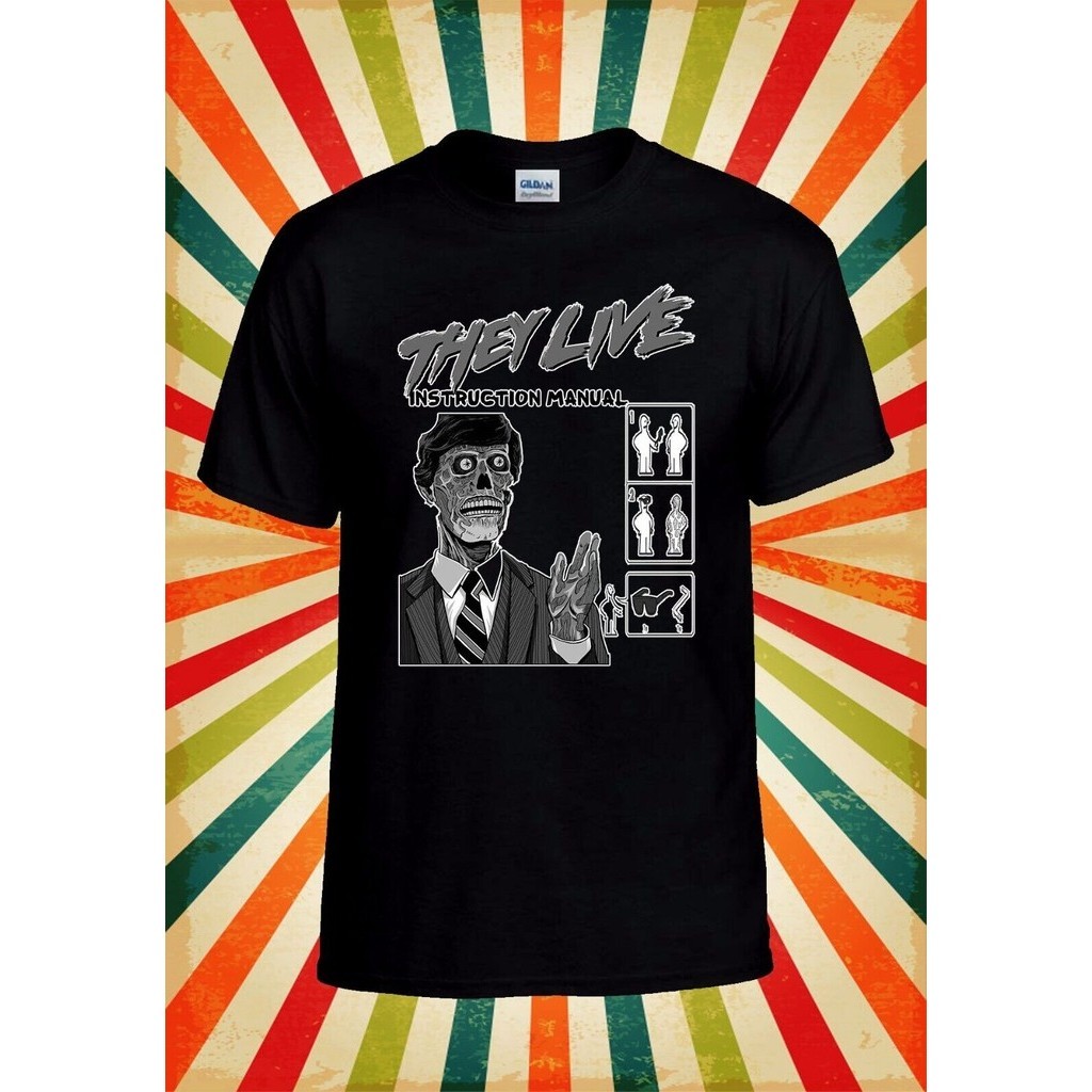 พวกเขาสด 80S Consume Horror T Shirt Men T Shirt Top