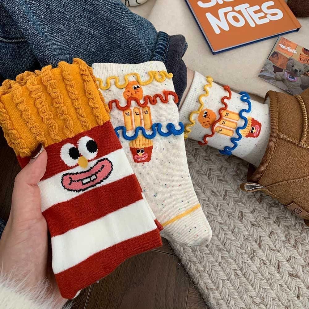 การ ์ ตูน Fries ถุงเท ้ า Creative น ่ ารักถุงเท ้ าแฟชั ่ นอุปกรณ ์ เสริม Breathable Home ถุงเท ้ า