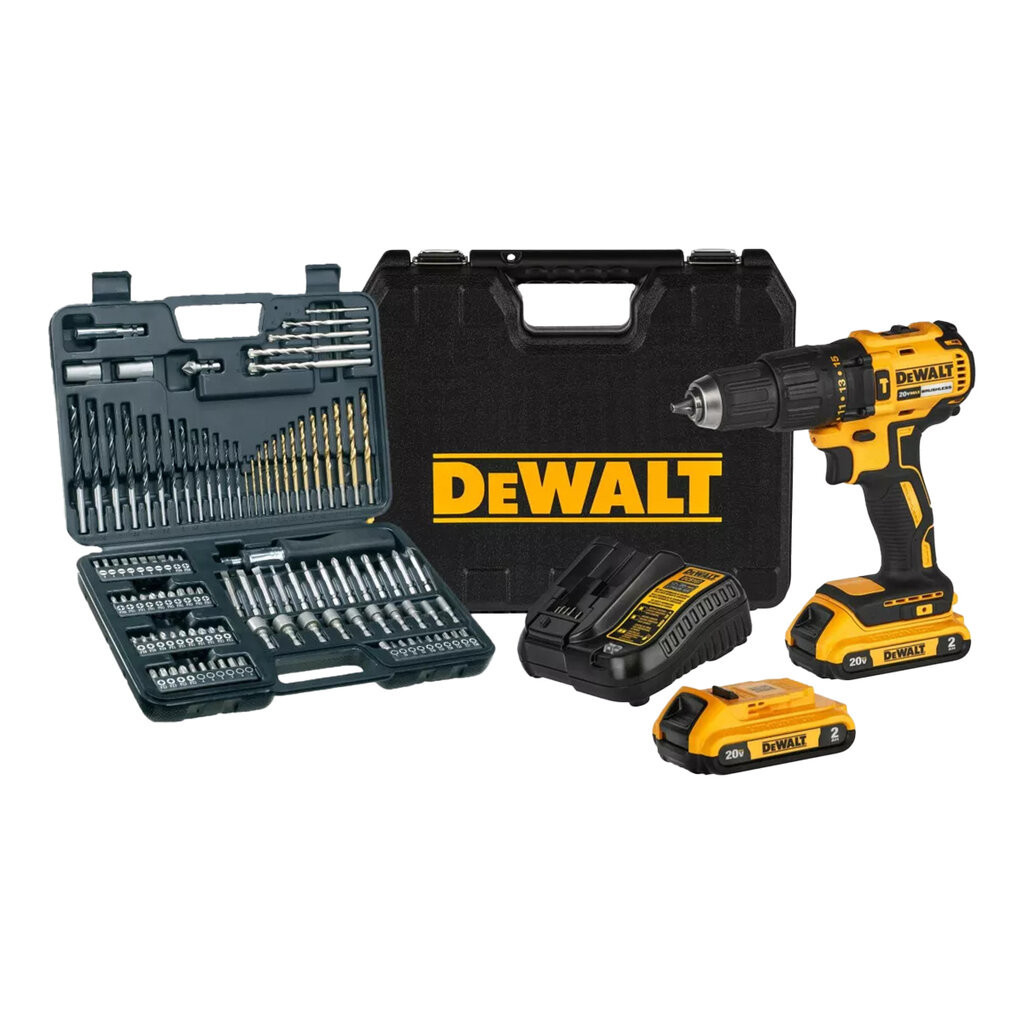 DEWALT สว่านกระแทกไร้สาย ไร้แปรงถ่าน 20 โวลต์ พร้อมชุดดอก 109 ชิ้น รุ่น DCD7781D2A-B1