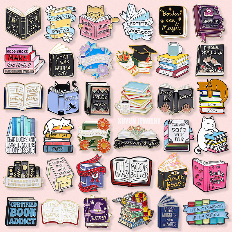 72 รูปแบบหนังสือชุดเข ็ มกลัดอ ่ านหนังสือคนรักป ้ ายโลหะนักเรียนของขวัญอ ่ านเทศกาล Pins เสื ้ อผ ้ าอุปกรณ ์ เสริมเครื ่ องประดับ