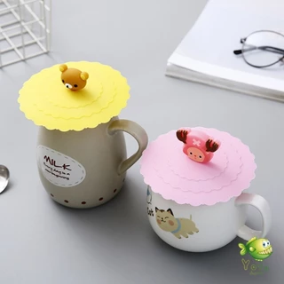 YOYO ฝาปิดซิลิโคนถ้วยแก้ว ที่จับเป็นการ์ตูน ขนาด10cm นำกลับมาใช้ใหม่ได้ Cup Lid