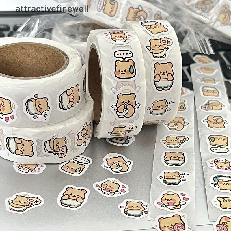 [attractivefinewell] 500 ชิ้น/ม้วนน่ารักรอบซีลสติกเกอร์ม้วนสติกเกอร์ Graffiti กระเป๋าเดินทางสติกเกอร์ของเล่น TIV