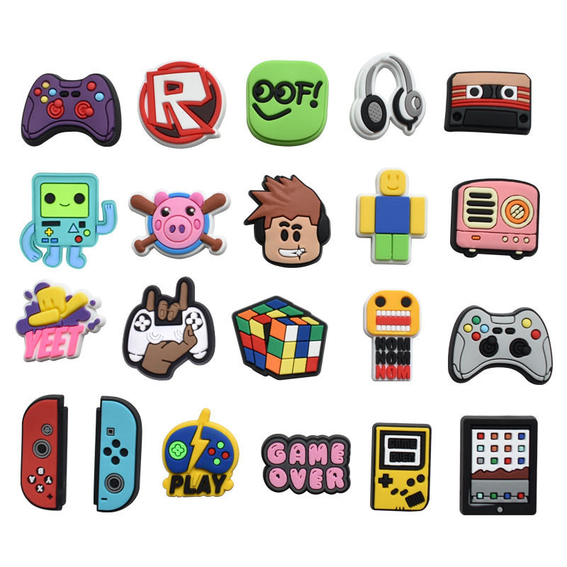 การ์ตูน Roblox เกม Crocs Charm หมู Jibitz Pin Roblox ของเล่น Jibits Crocks สําหรับเด็กรองเท้า Charms