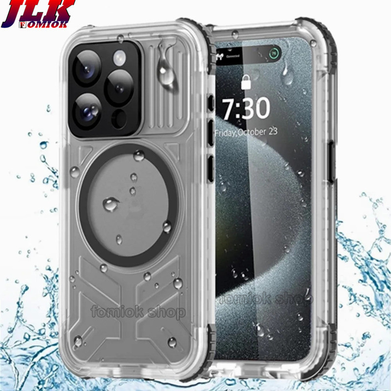 [JLK] เคส IP68 กันน้ํากลางแจ้งสําหรับ iPhone 15 Pro Max Full Body กันกระแทกป้องกันใต้น้ํากันฝุ่น Slim Thin Translucent Matte Cover
