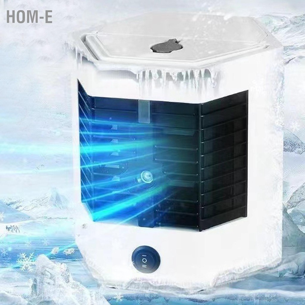 Hom-E Mini Air Coolerเครื่องปรับอากาศแบบพกพาความชื้นส่วนบุคคลEvaporative Coolerพัดลมสำหรับห้องนอนโต๊ะทำงาน