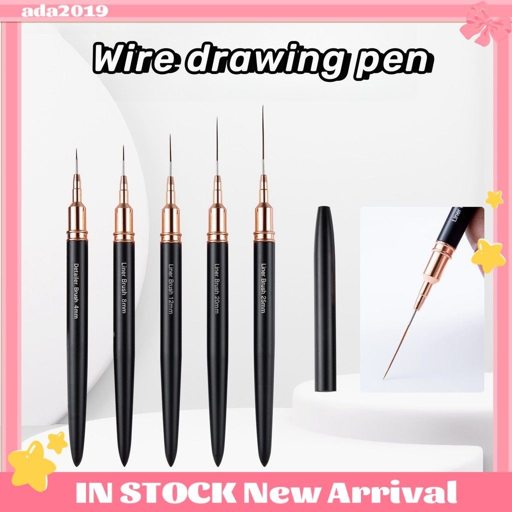ปากกาเล ็ บหลายประเภท Ultra-fine Ultra ยาวลวดวาดปากกาเล ็ บแปรง DIY ภาพวาดดอกไม ้ Line Stripes ปากกาโลหะเล ็ บแปรง