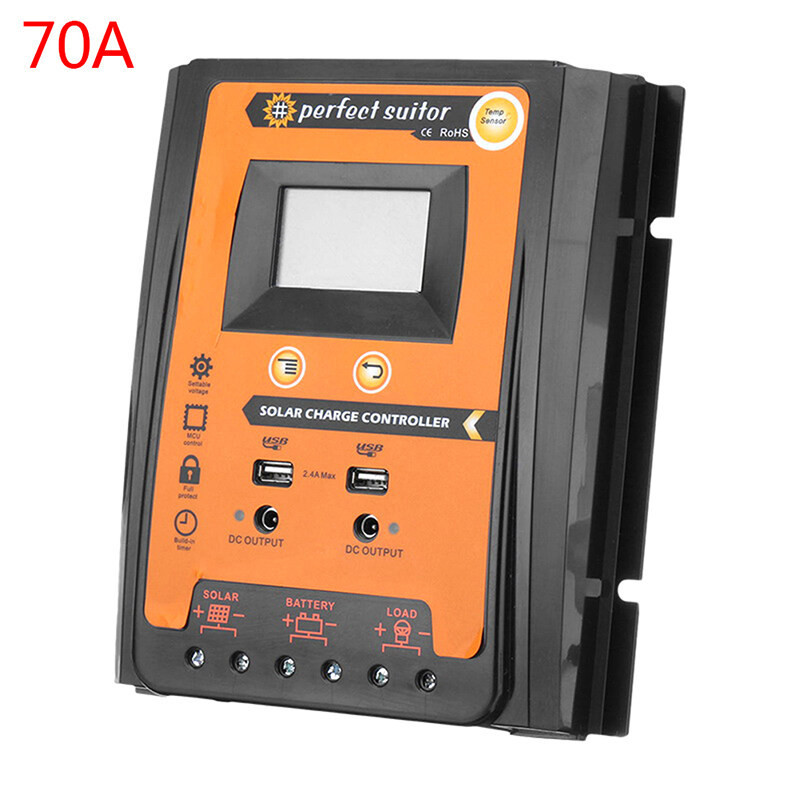 LANG MPPT Solar Charge Controller 12/24V 30/50/70A Battery Regulator Dual USB 5V LCD