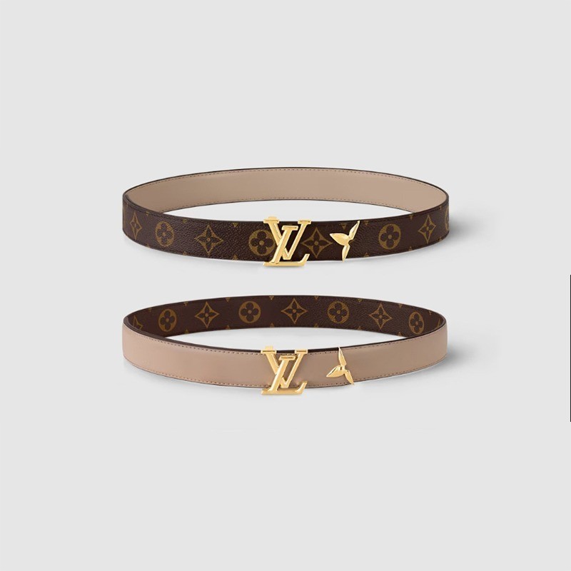 คุณภาพสูงสวย 30 มม.เข็มขัดแบบพลิกกลับได้พร้อมชุดกล่องของขวัญ-Monogram Aanvas Recto Side & Galet หนังสีเทา Verso ด้านข้าง