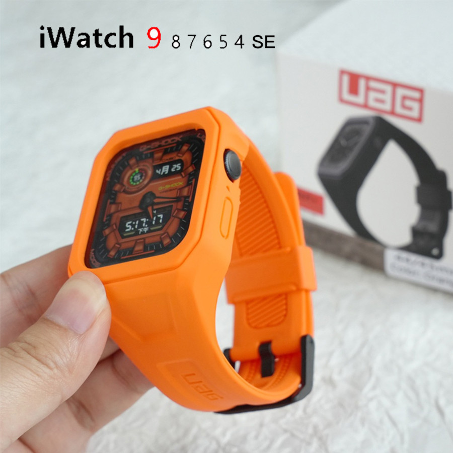 Uag Scout Plus สายซิลิโคน +Case 2 in 1 Integral Band Soft Touch สายรัดข ้ อมือสําหรับ Apple watch 45 มม.44 มม.สําหรับ iWatch Series 9 8 7 6 5 4 SE2 อุปกรณ ์ เสริม