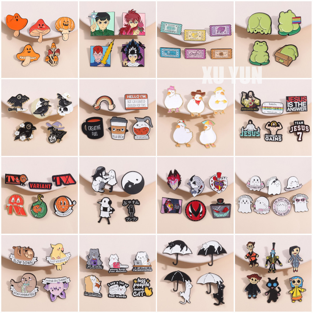 2-6 ชิ้น/เซ็ต Animation Series เข็มกลัดการ์ตูนสัตว์น่ารักสนุกข้อความป้ายโลหะเคลือบ Pins แฟชั่นเสื้อผ้าอุปกรณ์เสริมเครื่องประดับของขวัญสําหรับเพื่อนSET-10