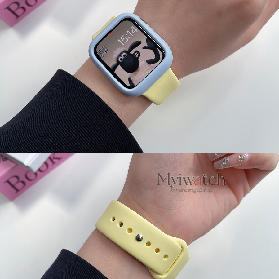 band+CasePandyสีซิลิโคนสําหรับIwatch Series 9 8 Ultra 7 6 5 4 SE 3 2 1 กีฬานาฬิกานุ่มสําหรับIwatch 49 มม.45 มม.41 มม.40 มม.44 มม.42 มม.38 มม.