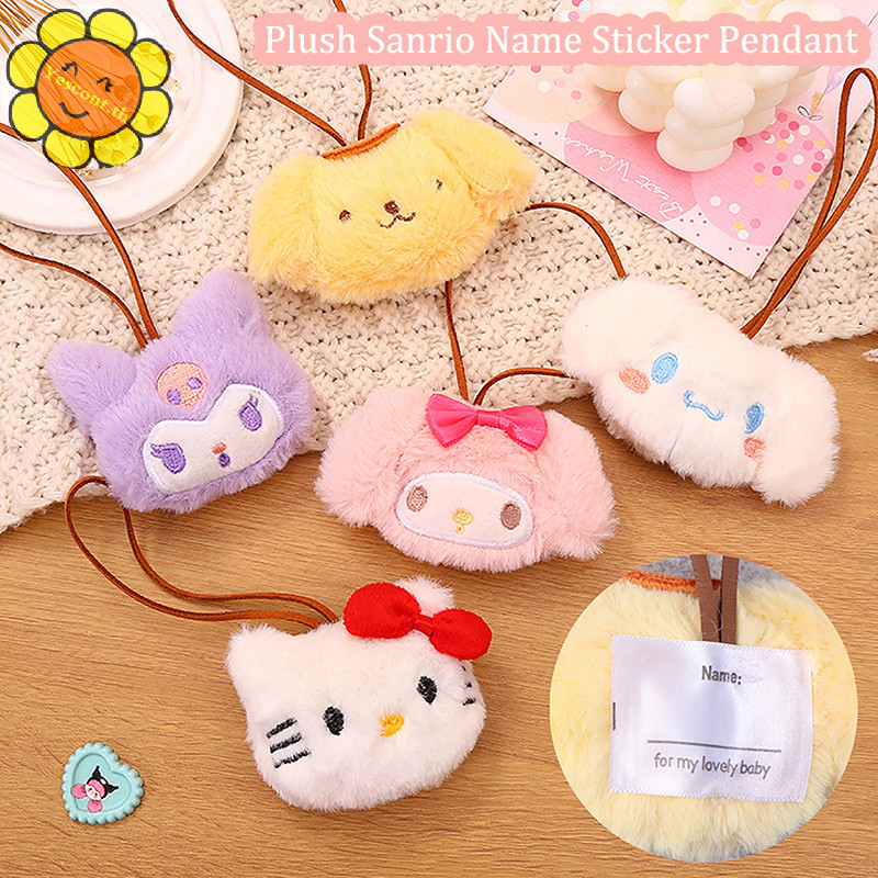 Yescont Plush Sanrio ชื่อสติกเกอร์จี้การ์ตูน Hello Kitty Kuromi Melody ตุ๊กตา Anti-lost Mark กระเป๋าเดินทางแท็ก Lanyard กระเป๋าตกแต่ง TH
