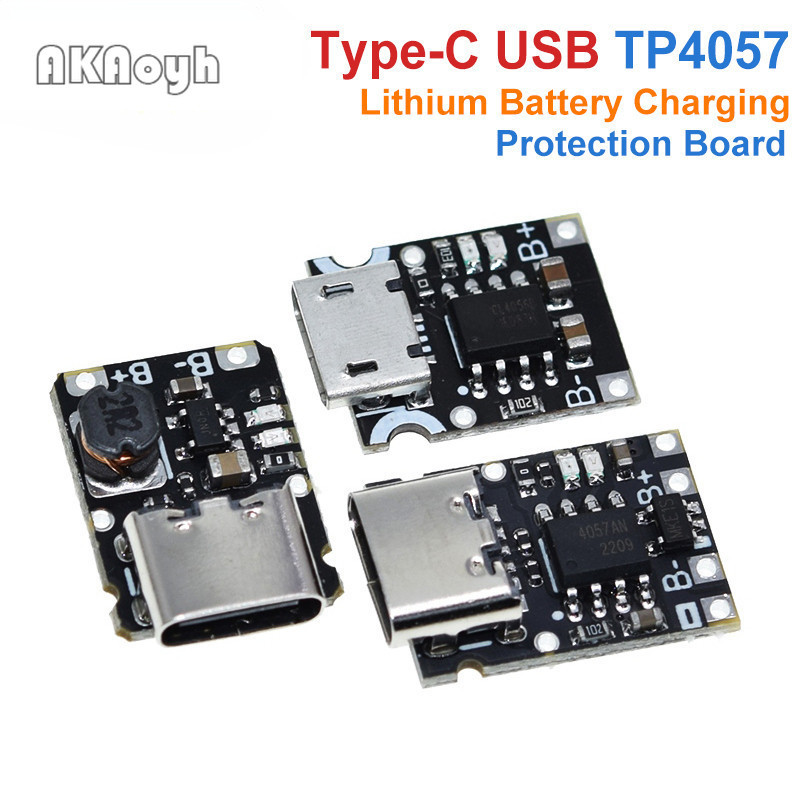 บอร์ดโมดูลป้องกันแบตเตอรี่ลิเธียม Type-C USB TP4057 1A TP4056 พร้อมตัวป้องกันอุณหภูมิ