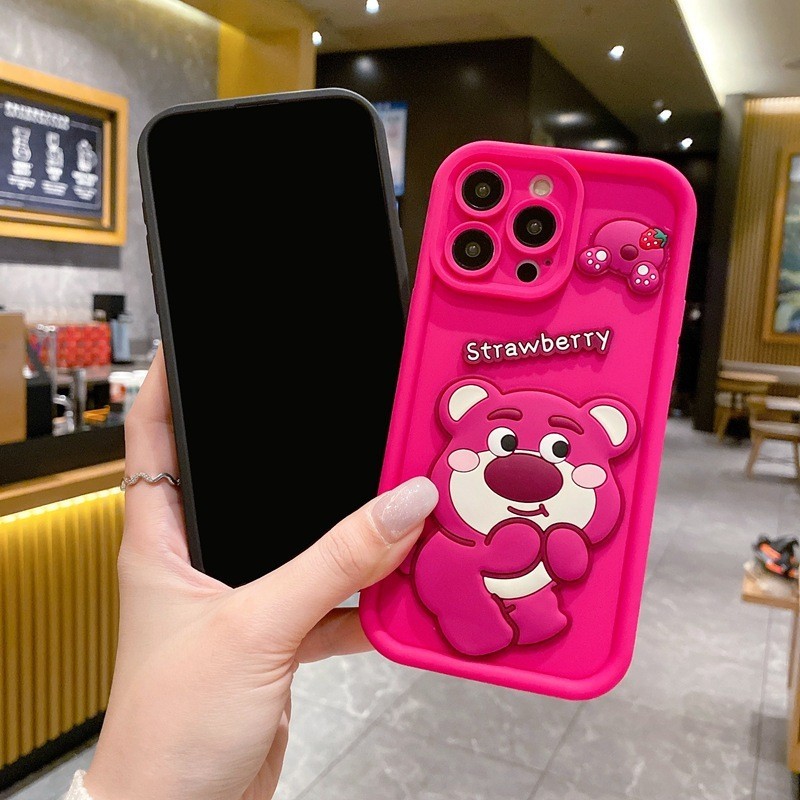 สําหรับ Samsung Galaxy A06 A16 S25 S24 S23 Ultra S21 S20 FE S22 Plus สนุก Rose Red Lotso Precision Hole Anti Drop เคสโทรศัพท ์