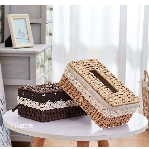 Creative Hand Woven กล่องกระดาษทิชชูแบบยุโรปกล่องเก็บกระดาษทิชชูแบบเรียบง่ายสำหรับห้องนั่งเล่น