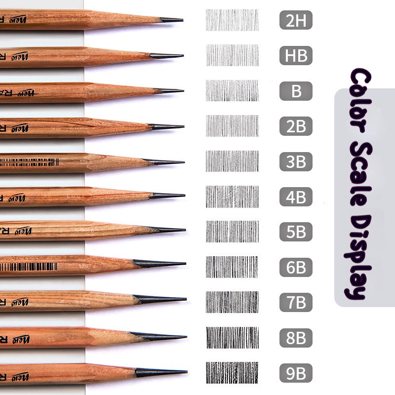 Borrence Marco Professional Drawing Sketching Pencil Set 2H-14B Sketch Pencil Brown Writing Graphite Pencils Art Painting Stationery