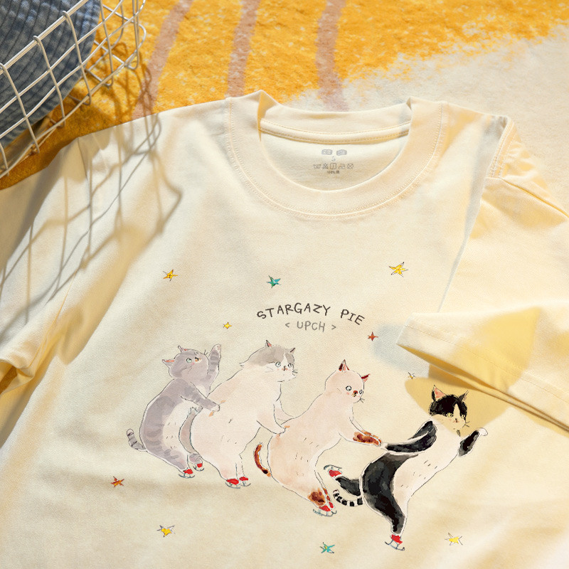 （จัดส่งตลอด 24 ชั่วโมง）Angle Official  เสื้อยืดแขนสั้น พิมพ์ลายการ์ตูนน่ารัก ทรงหลวม แฟชั่นฤดูร้อน - รูปที่ 5