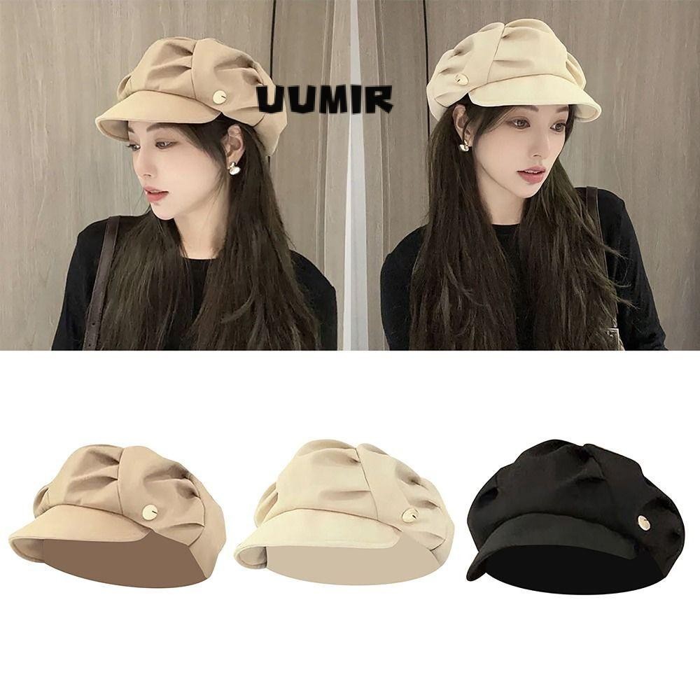 UUMIR หมวกเบเร่ต์ ทรงแปดเหลี่ยม ระบายอากาศ สไตล์วินเทจ กันลม สีพื้น แฟชั่นฤดูใบไม้ร่วง และฤดูหนาว