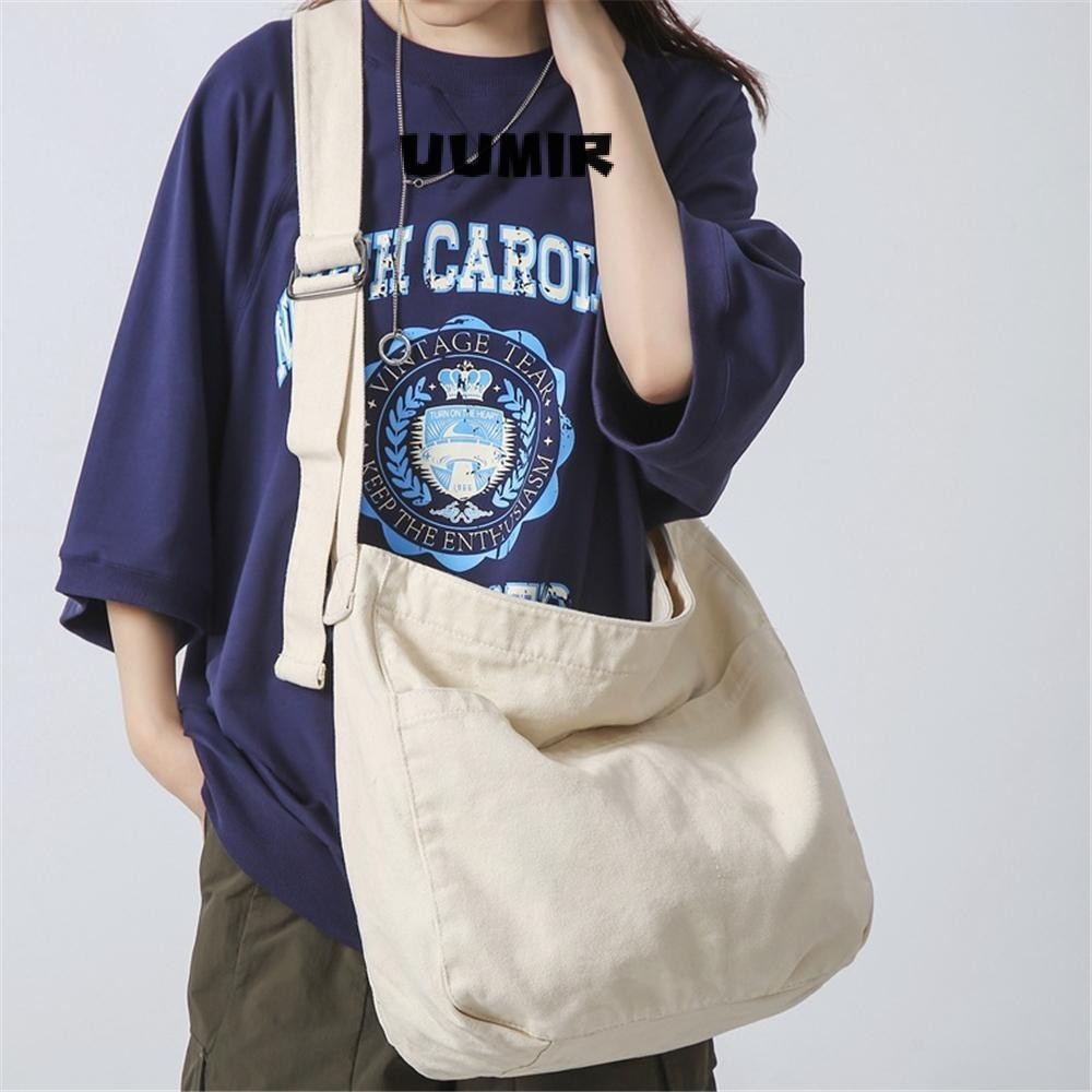UUMIR   Canva Hobo กระเป๋าสะพายไหล่ กระเป๋าเมสเซนเจอร์ ทรงโท้ท มีหลายช่อง สําหรับผู้หญิง และผู้ชาย
