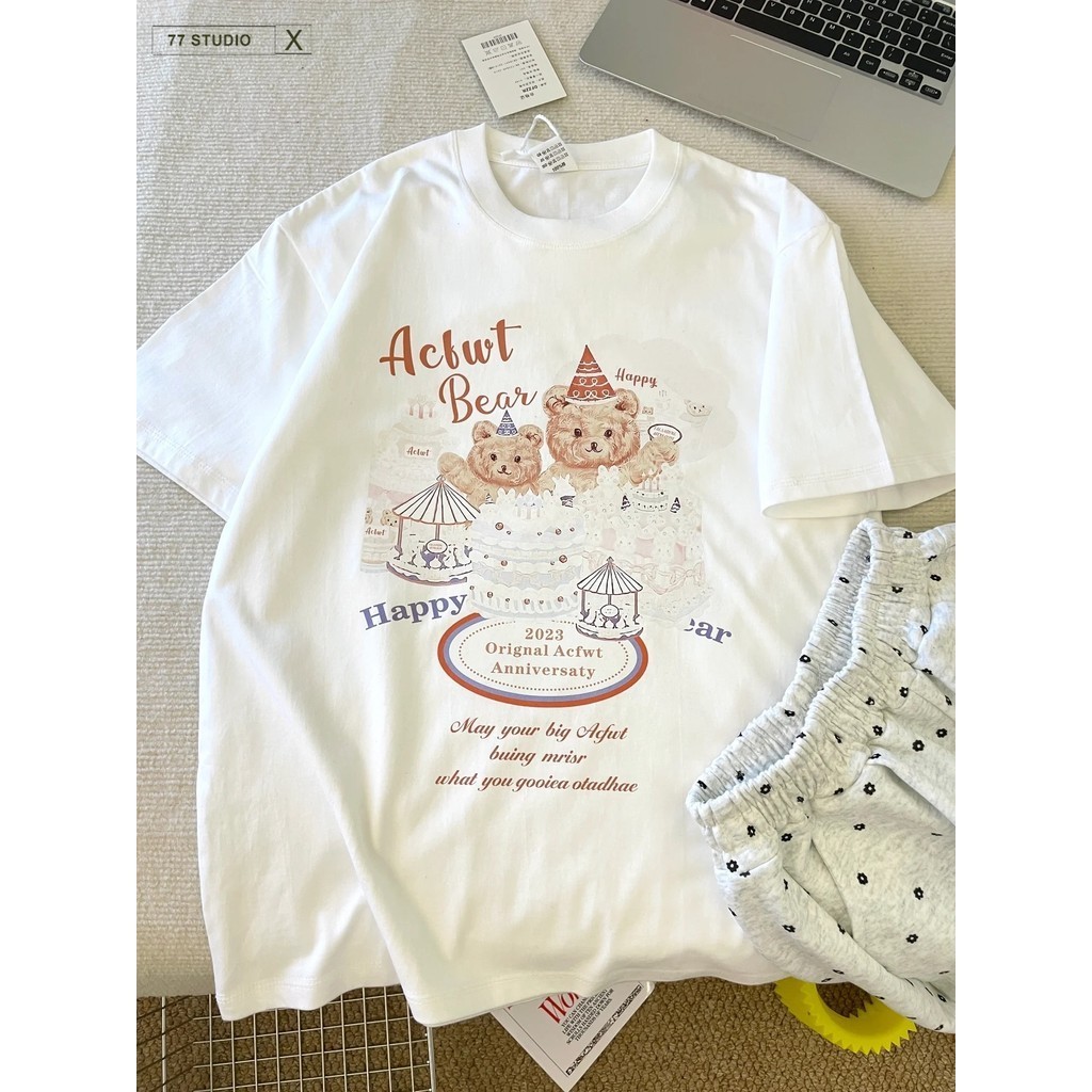 พร้อมส่ง🚀เสื้อ เสื้อยืดแขนสั้น คอกลม โอเวอร์ไซซ์ สไตล์เกาหลี แฟชั่นสําหรับผู้ชาย และผู้หญิง oversize T-shirt S-XXXL