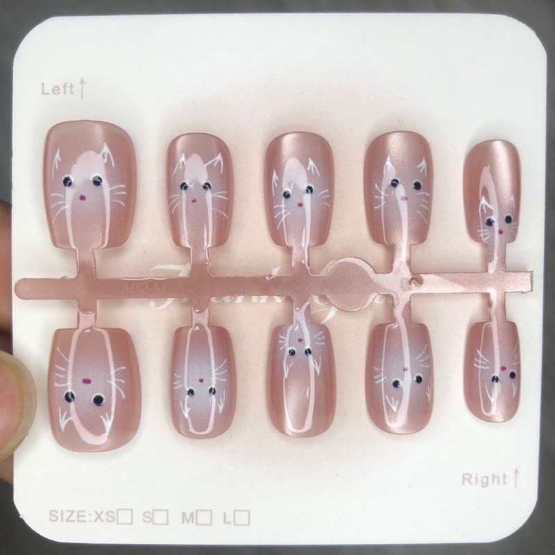 10pcs Cat Eyes คริสตัลเล ็ บปลอม Shiny Cat Eyes Series สวมใส ่ เล ็ บปลอม