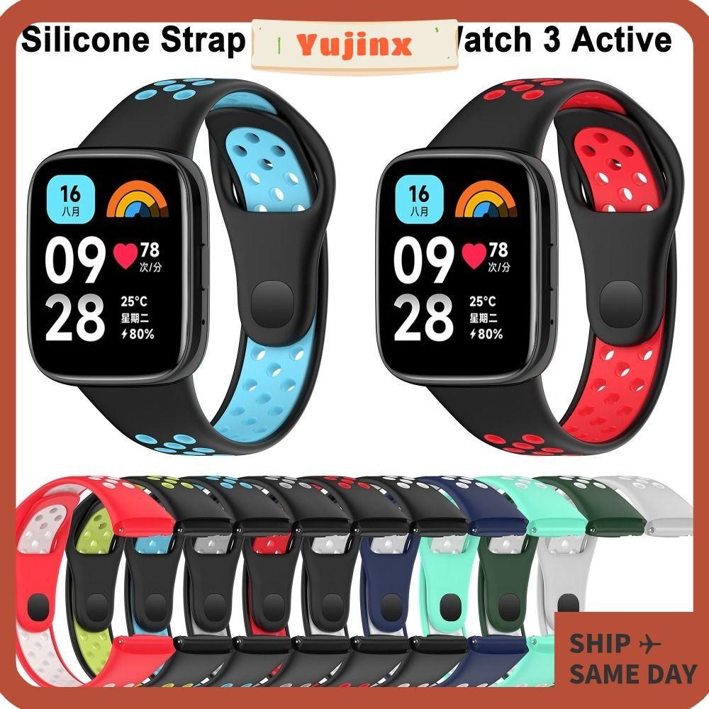 Yujinx สร ้ อยข ้ อมือ , อุปกรณ ์ เสริมสองสีสายนาฬิกาซิลิโคน , หัวเข ็ มขัดเปลี ่ ยนสายนาฬิกาแบบนุ ่ มสําหรับ Redmi Watch 3 Active Smart Watch