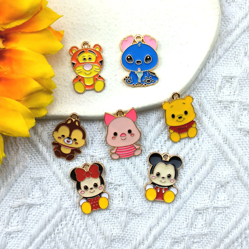 การ์ตูนเสือน้อยหนูน้อยชุด DIY หยดน้ำมันโลหะผสมเครื่องประดับอุปกรณ์เสริมกรณีโทรศัพท์สร้อยข้อมือจี้พวงกุญแจจี้