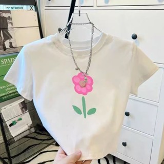 （พร้อมส่งจากกทม มาถึงใน 2วัน）เสื้อครอปแขนสั้น ผ้าคัตคอน นิ่ม…