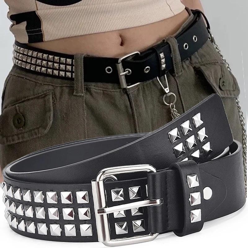 Y2k Shinning Rhinestone เข็มขัด-สําหรับ Western คาวบอยกางเกงยีนส์เข็มขัด-ผู้หญิงโลหะหัวเข็มขัด PU สาย-เพชร Bling Ins Punk เข็มขัดหนัง-สาวแฟชั่น Goth Rivet เข็มขัด